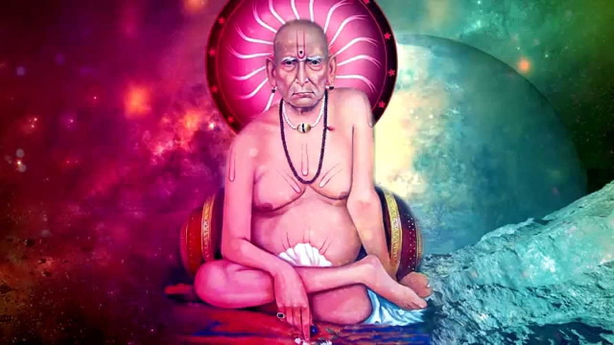 Swami Samarth in Meditation with Cosmic Aura and Sacred Halo HD wallpaper