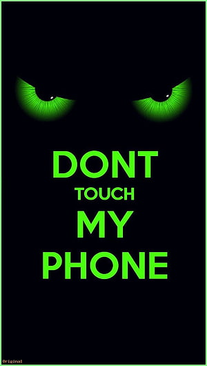 Glowing Green Eyes Staring in Darkness with Bold Warning Text HD phone wallpaper