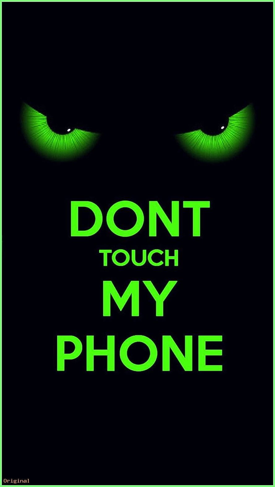 Glowing Green Eyes Staring in Darkness with Bold Warning Text HD phone wallpaper
