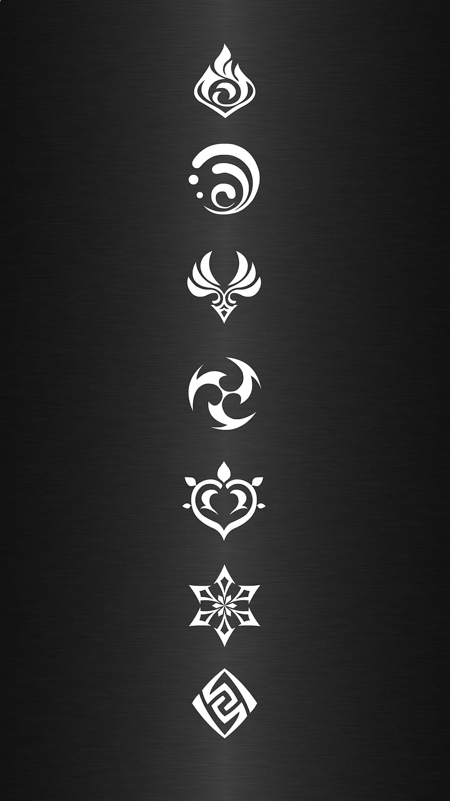 Genshin Impact Elemental Symbols Minimalist Dark Wallpaper HD phone wallpaper