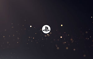 PlayStation Logo Centered on Dark Background with Golden Bokeh Particles HD wallpaper