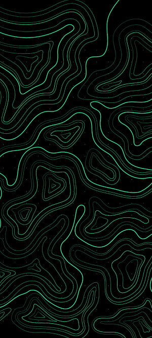 Abstract Topographic Contour Lines in Neon Green on Black Background HD phone wallpaper