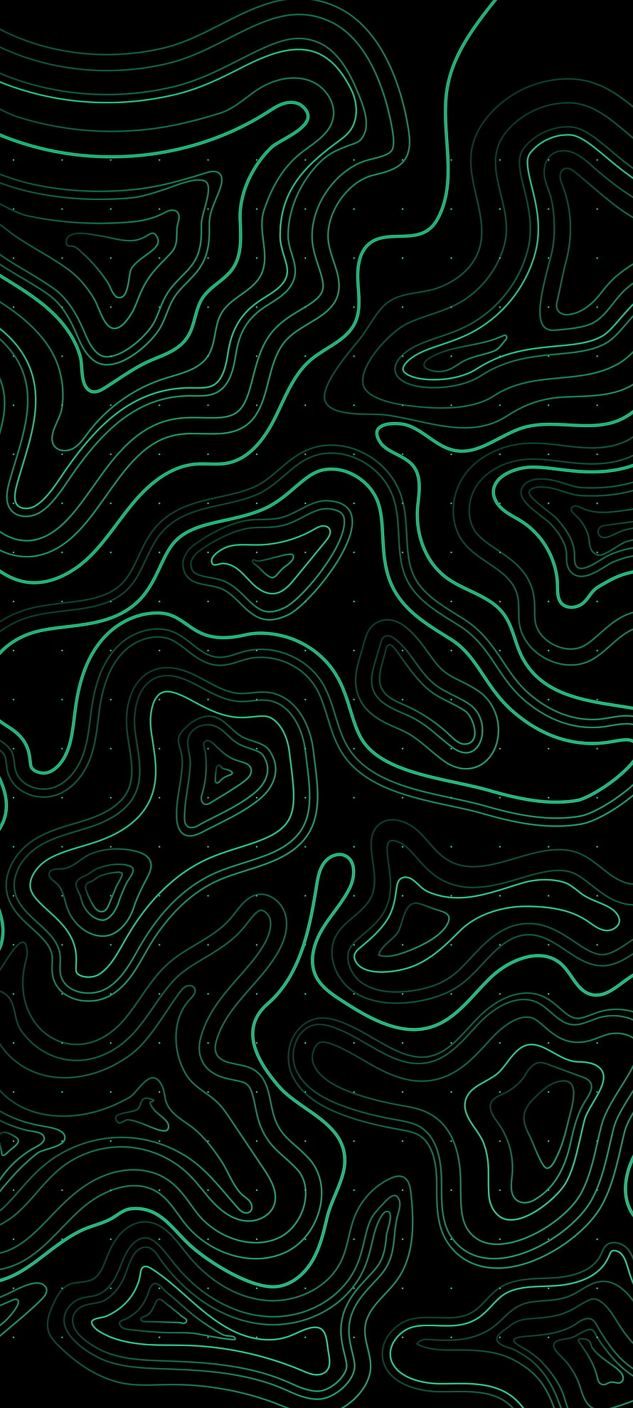 Abstract Topographic Contour Lines in Neon Green on Black Background HD phone wallpaper