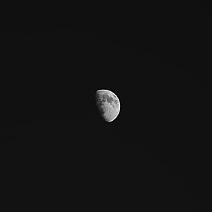 Minimalist Half Moon in Black and White Night Sky HD phone wallpaper