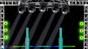 Stage Lighting Rig with Moving Head Spotlights and Audio Visualizer Bars HD wallpaper