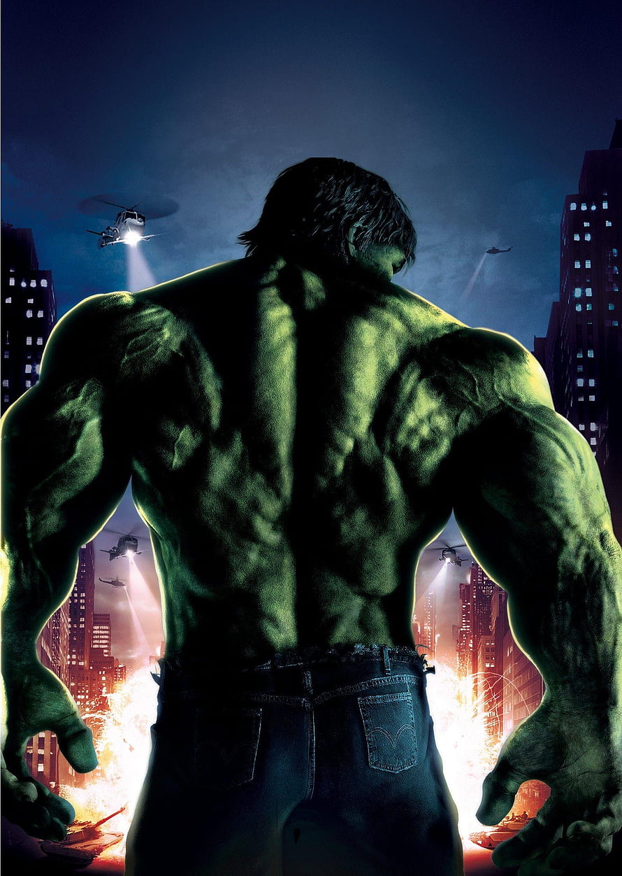 The Incredible Hulk Standing in a Burning City with Military Helicopters HD phone wallpaper