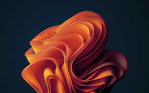 macOS Ventura Default Wallpaper with Flowing Orange and Red Abstract Ribbons on Dark Background HD wallpaper