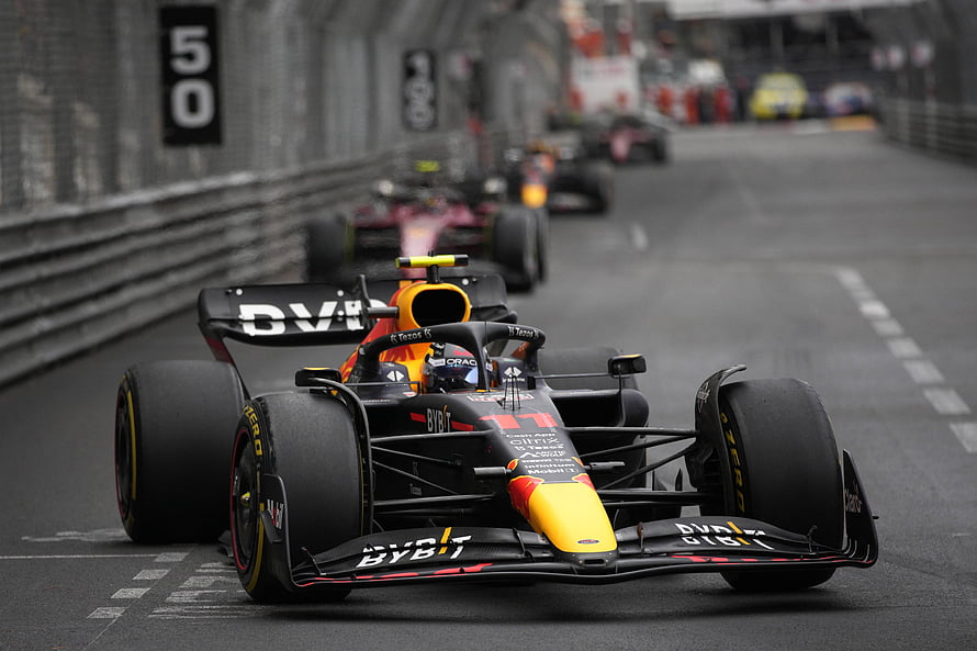 Sergio Perez Red Bull Racing Formula 1 Car Leading Monaco Grand Prix Race HD wallpaper