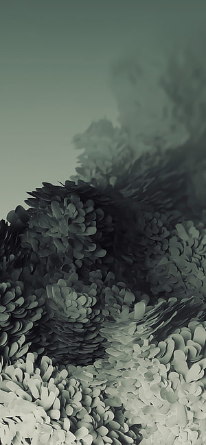Monochromatic Abstract 3D Floral Texture with Layered Petals and Soft Misty Atmosphere HD phone wallpaper