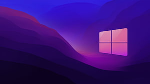 Windows 11 Purple Mountain Landscape with Minimalist Logo HD wallpaper