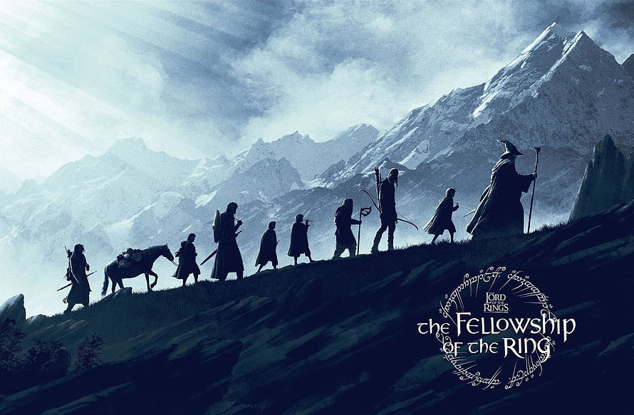 The Lord of the Rings Fellowship of the Ring Silhouette Mountain Landscape HD wallpaper