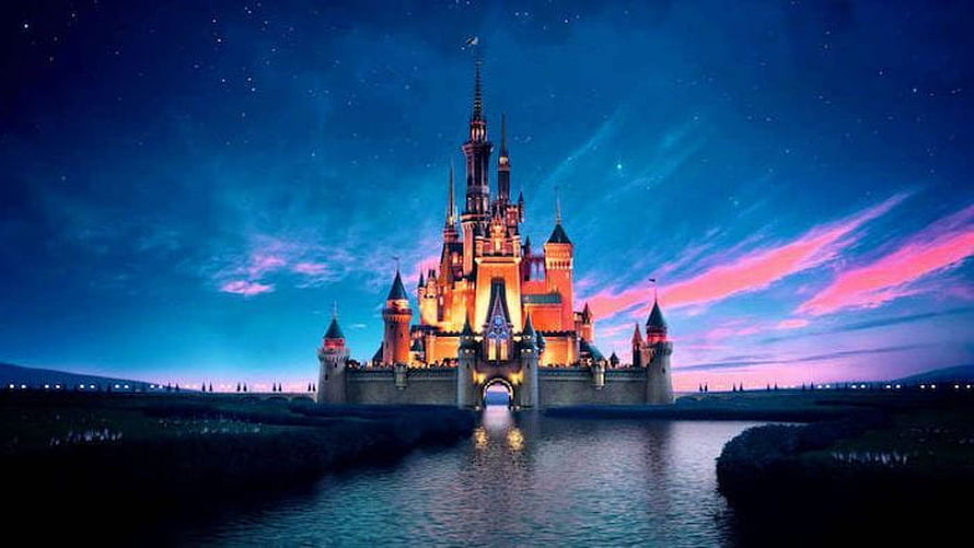 Disney's Cinderella Castle at Night with Starry Sky and Water Reflection HD wallpaper