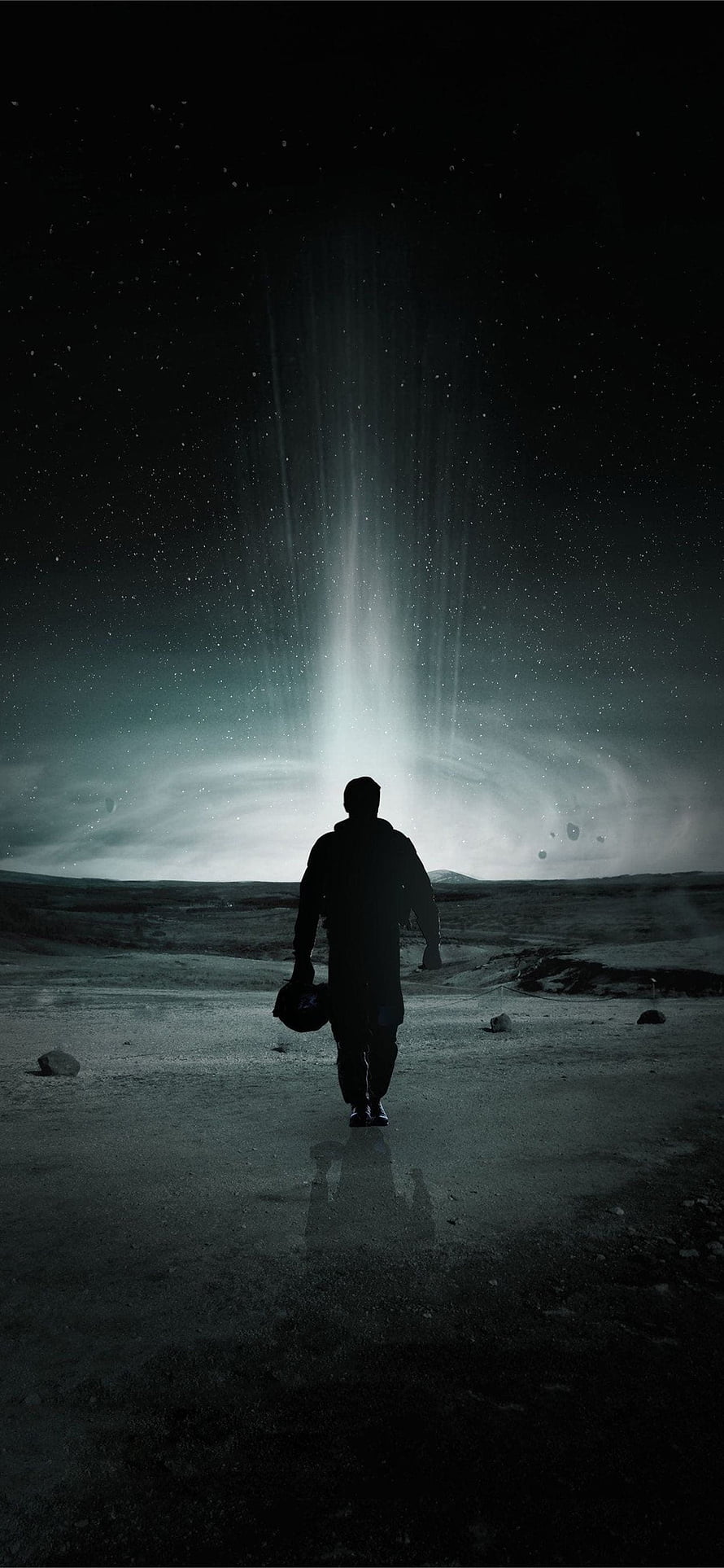 Interstellar Silhouette Walking Through Starry Night Landscape HD phone wallpaper
