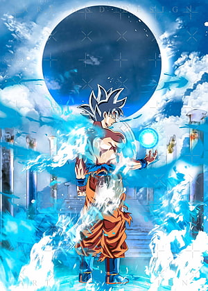 Goku Super Saiyan Blue Charging Genki Dama in Dragon Ball Anime Artwork HD phone wallpaper
