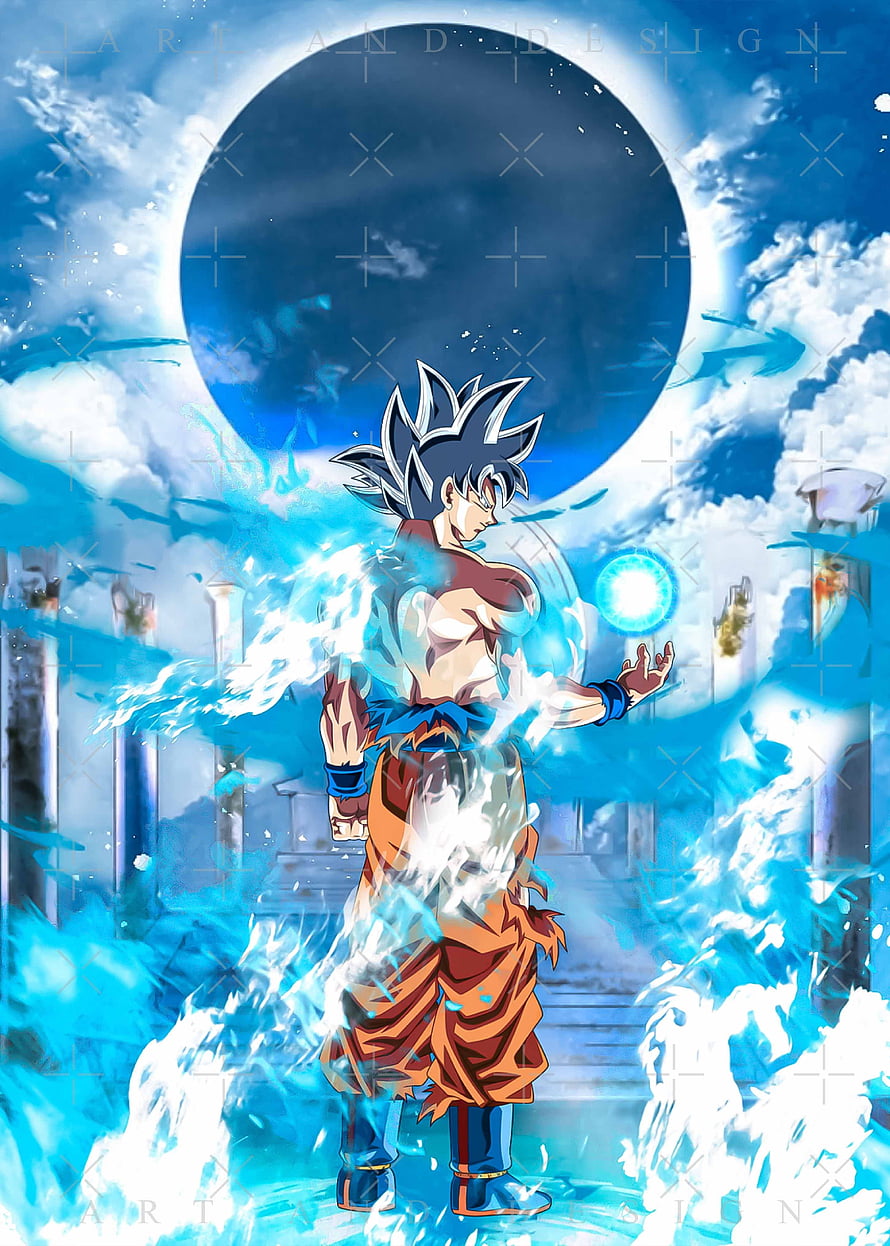 Goku Super Saiyan Blue Charging Genki Dama in Dragon Ball Anime Artwork HD phone wallpaper