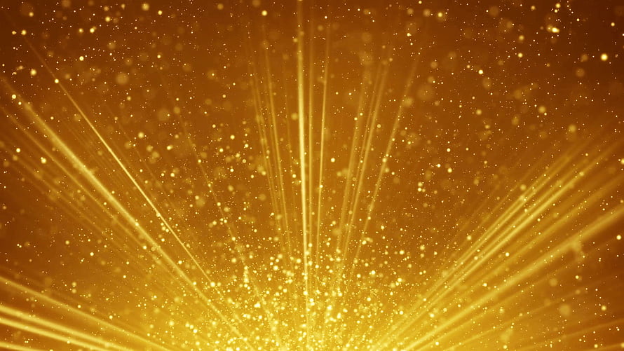 Radiant Golden Light Rays and Sparkling Particles Abstract Background HD wallpaper