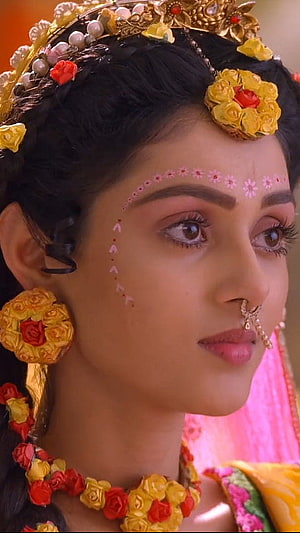 Mallika Singh in Traditional Indian Bridal Attire with Floral Crown and Face Paint HD phone wallpaper