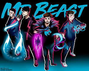 Mr Beast Jimmy Donaldson Neon Character Artwork HD wallpaper