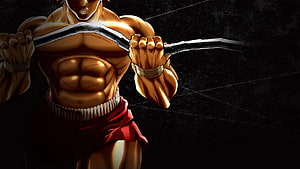 Baki Grappler Muscular Fighter Holding Chain Weapon in Dark Arena HD wallpaper