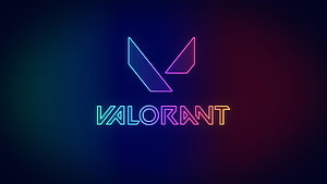 Neon Valorant Logo with Gradient Glow on Dark Background HD wallpaper