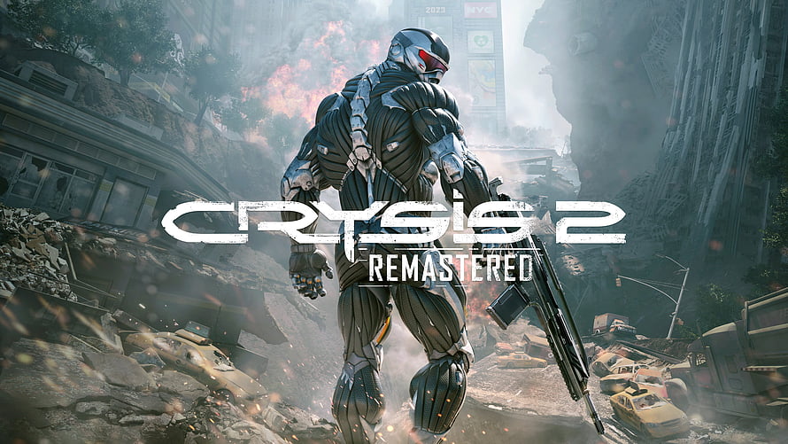 Crysis 2 Remastered Soldier in Nanosuit Amidst Destroyed City Ruins HD wallpaper