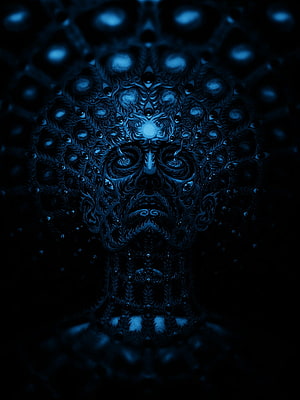 Alex Grey Dark Blue Fractal Face Digital Art Wallpaper HD phone wallpaper