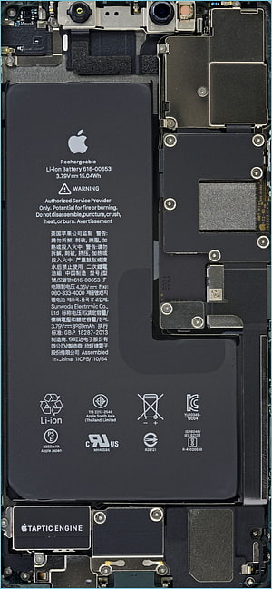 iPhone 13 Pro Max Internal Hardware Layout and Battery Component Close-Up HD phone wallpaper