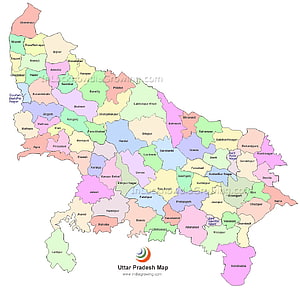 Uttar Pradesh District Map with Color-Coded Boundaries and City Labels HD wallpaper