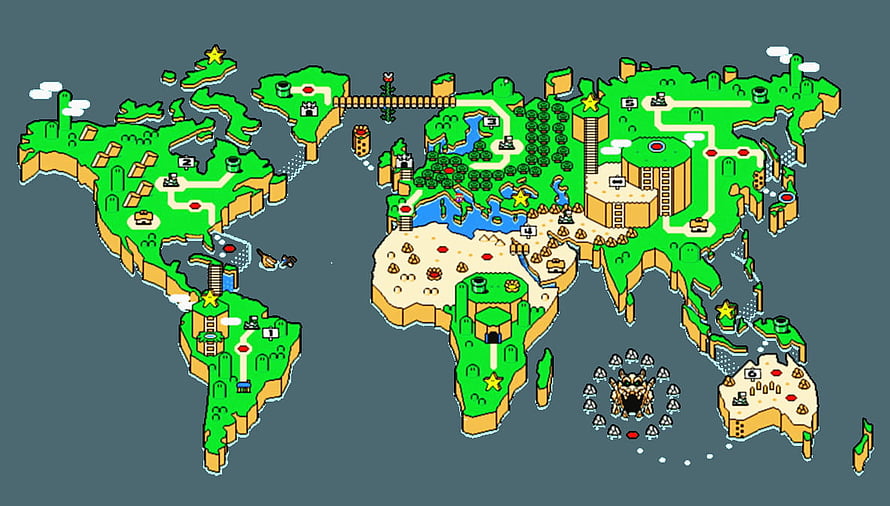 Super Mario World Map Pixel Art Illustration HD wallpaper