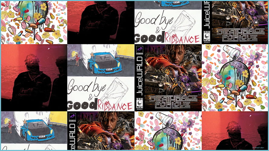 Juice Wrld Aesthetic Collage Featuring Death Race For Love Album Art and Illustrations HD wallpaper