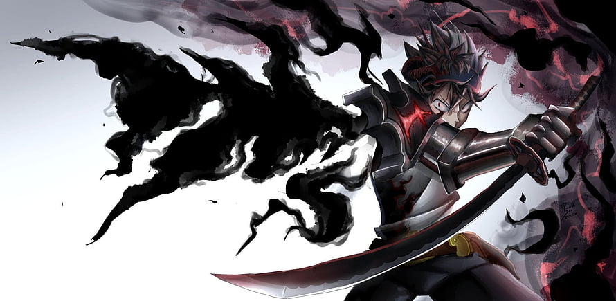 Asta in Devil Union Form Wielding Black Sword with Dark Aura HD wallpaper