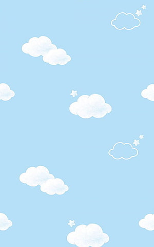 Cute Pastel Blue Sky with Soft White Clouds and Tiny Stars Aesthetic Wallpaper HD phone wallpaper