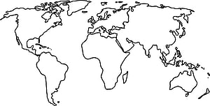 Minimalist Black and White World Map Outline for Educational and Decorative Use HD wallpaper