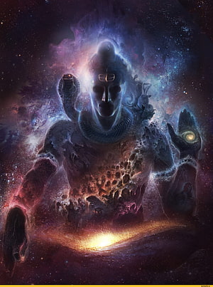 Cosmic Shiva Manifestation in Nebula and Starlight HD phone wallpaper