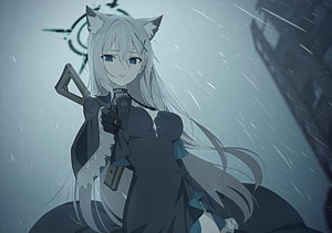 Blue Archive Shiroko Sunaookami Anime Character in Rainy Setting HD wallpaper
