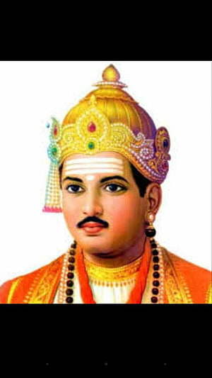 Mahatma Basweshwar Maharaj Portrait in Traditional Indian Attire and Ornate Crown HD phone wallpaper