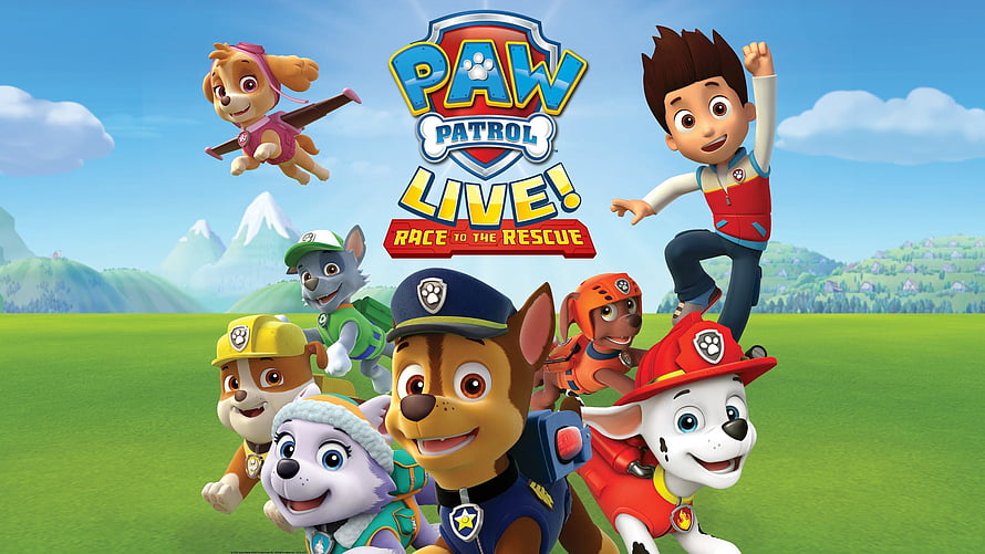 Paw Patrol Live Race to the Rescue promotional artwork featuring Ryder and the rescue pups HD wallpaper