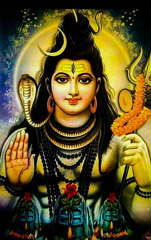 Lord Shiva Devotional Portrait with Snake, Crescent Moon, and Rudraksha Beads HD phone wallpaper
