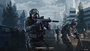 Contract Wars Tactical Squad Urban Combat Digital Art HD wallpaper
