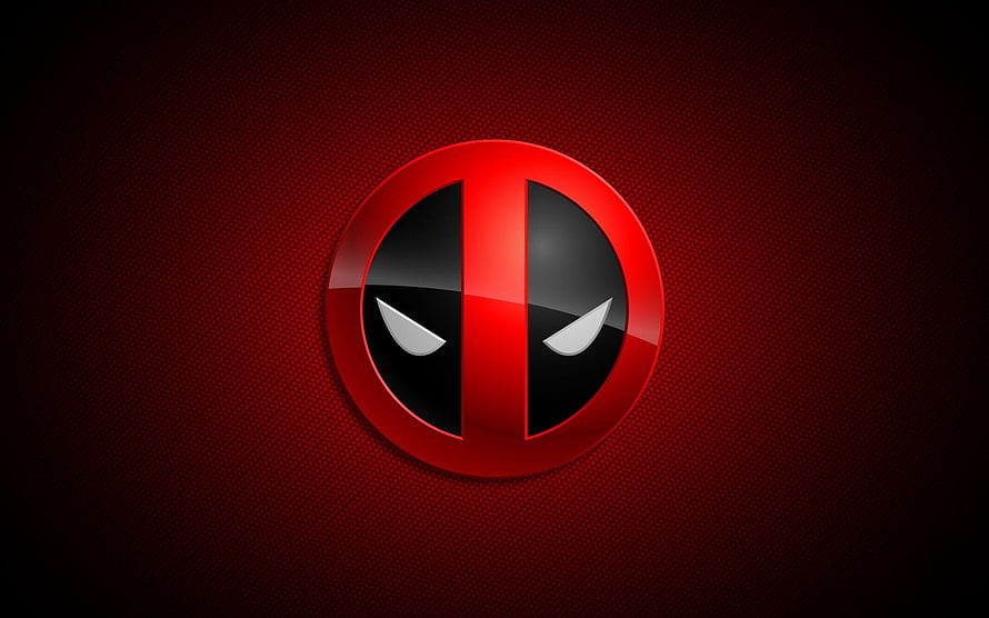 Deadpool Mask Emblem on Dark Red Textured Background HD wallpaper