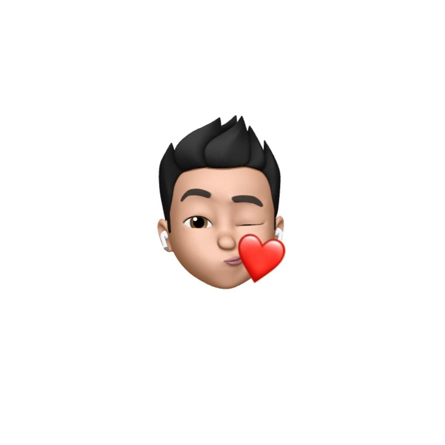 3D Memoji Boy Winking With Red Heart And White Earbuds On White Background HD phone wallpaper