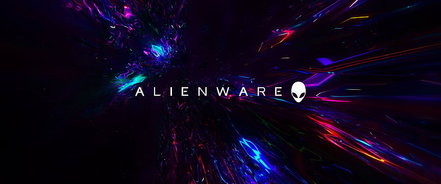 Alienware Neon Abstract Digital Art with Vibrant Color Streaks on Dark Background HD wallpaper