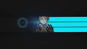 Dark Anime YouTube Banner with Cyan Accents and Character Illustration HD wallpaper