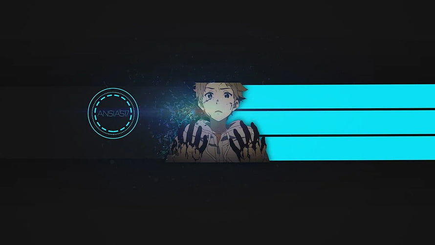 Dark Anime YouTube Banner with Cyan Accents and Character Illustration HD wallpaper