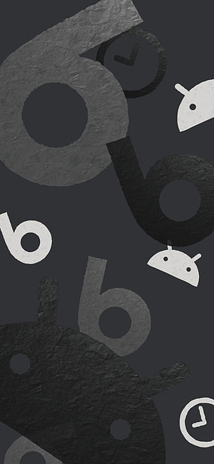 Pixel 6 Android Robot and Clock Icons on Dark Textured Background HD phone wallpaper