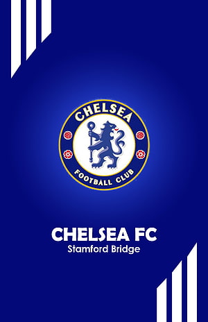 Chelsea FC Crest and Stamford Bridge Text on Royal Blue Background HD phone wallpaper