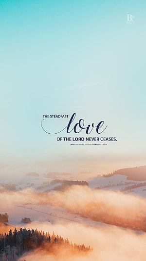 Serene Winter Valley Mist with Inspirational Bible Verse Quote HD phone wallpaper