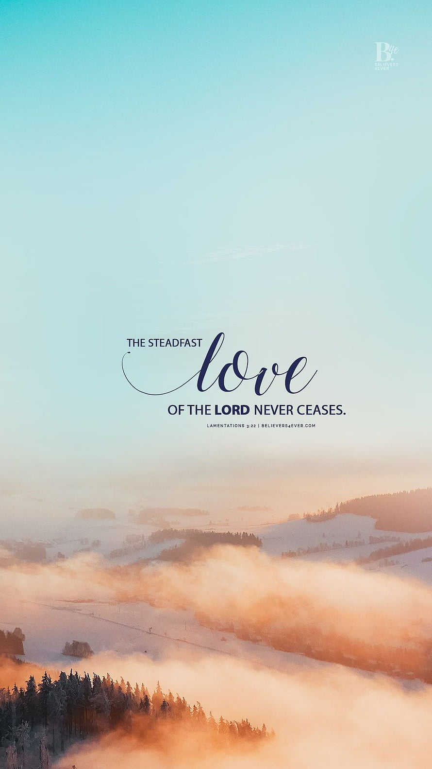 Serene Winter Valley Mist with Inspirational Bible Verse Quote HD phone wallpaper