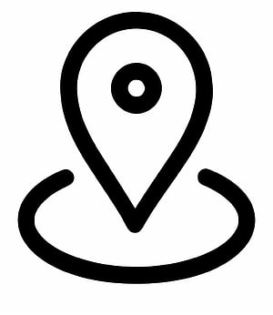Minimalist Black Location Pin Icon with Circular Base on White Background HD phone wallpaper
