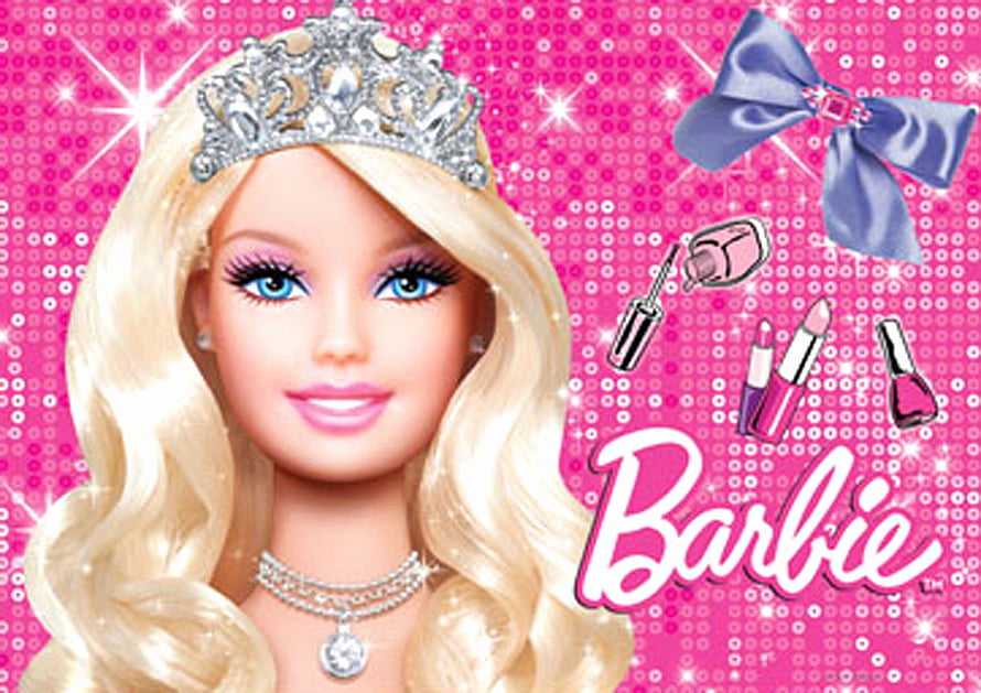 Barbie Princess with Diamond Tiara and Jewelry on Sparkling Pink Background HD wallpaper